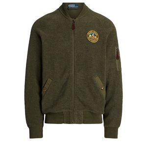 Polo Ralph Lauren Green Brushed Fleece Full Zip Bomber Jacket XL, NWT $298